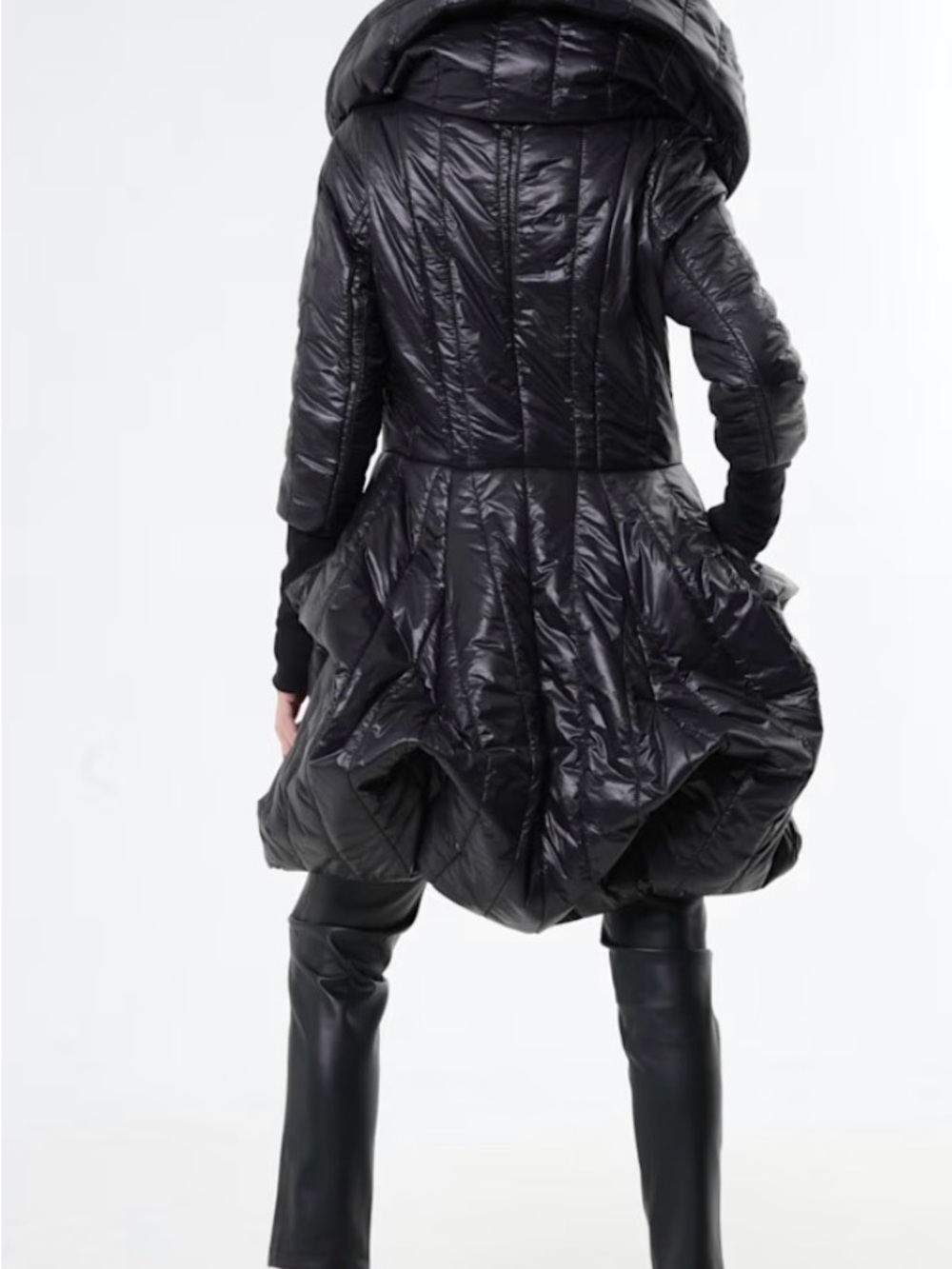 Extravagant Sculpted Puffy Coat In Black by METAMORPHOZA - Picture 4 of 9